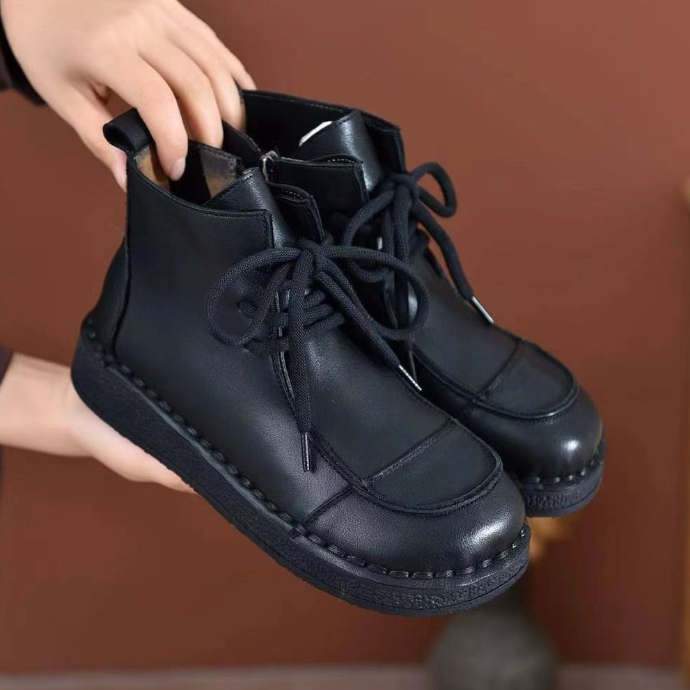 非凡秀真皮休闲时尚百搭高帮加绒女款棉鞋