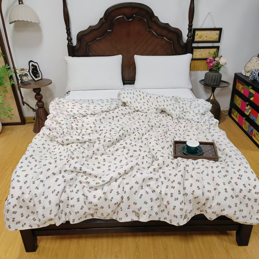 纯棉皱皱纱椰子纽扣款双人被套200*230微瑕～F577