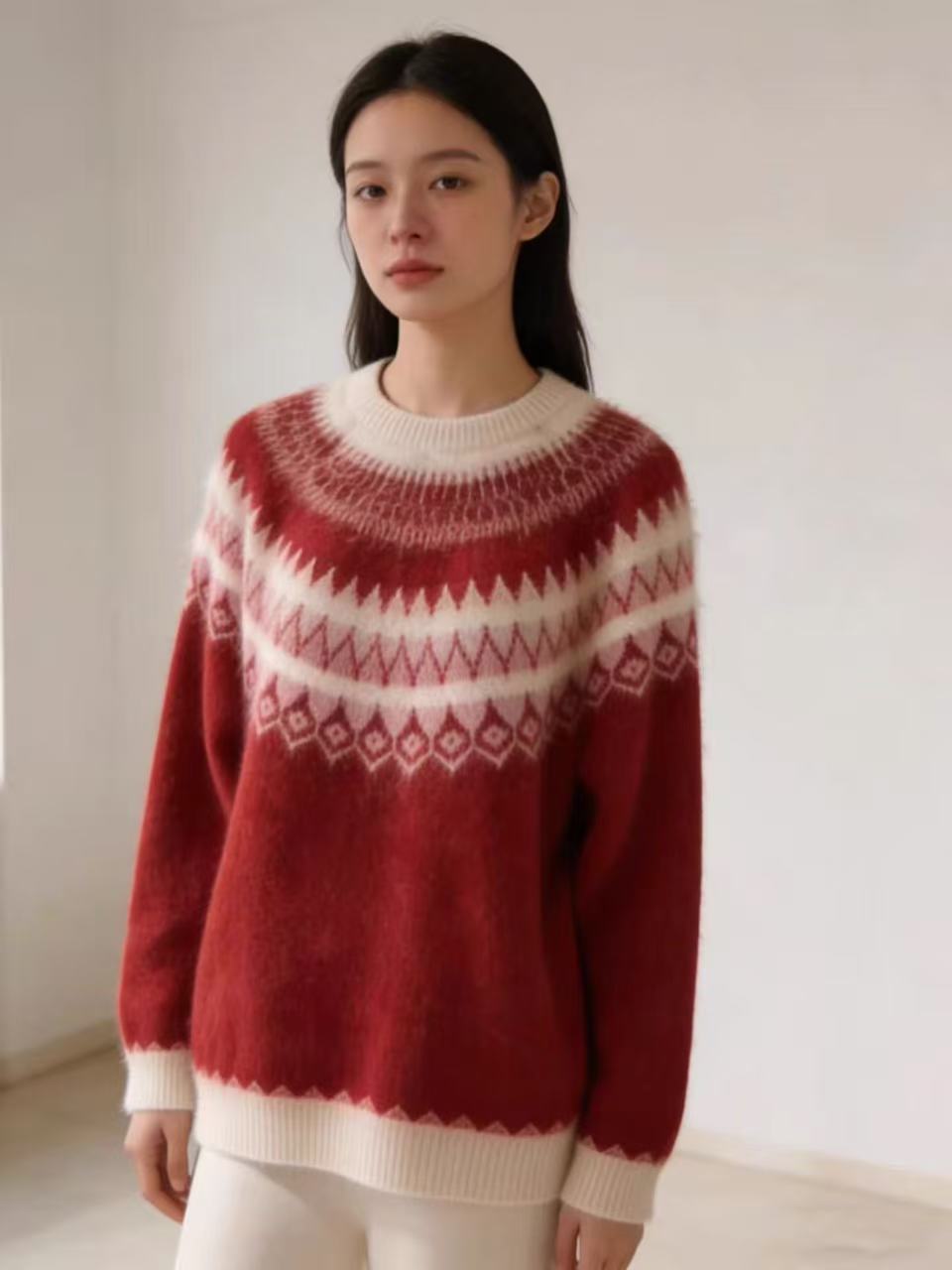 【鑫绒毛衣】百搭女网红时尚毛衣衫提花圆领女装衫Y999-A257