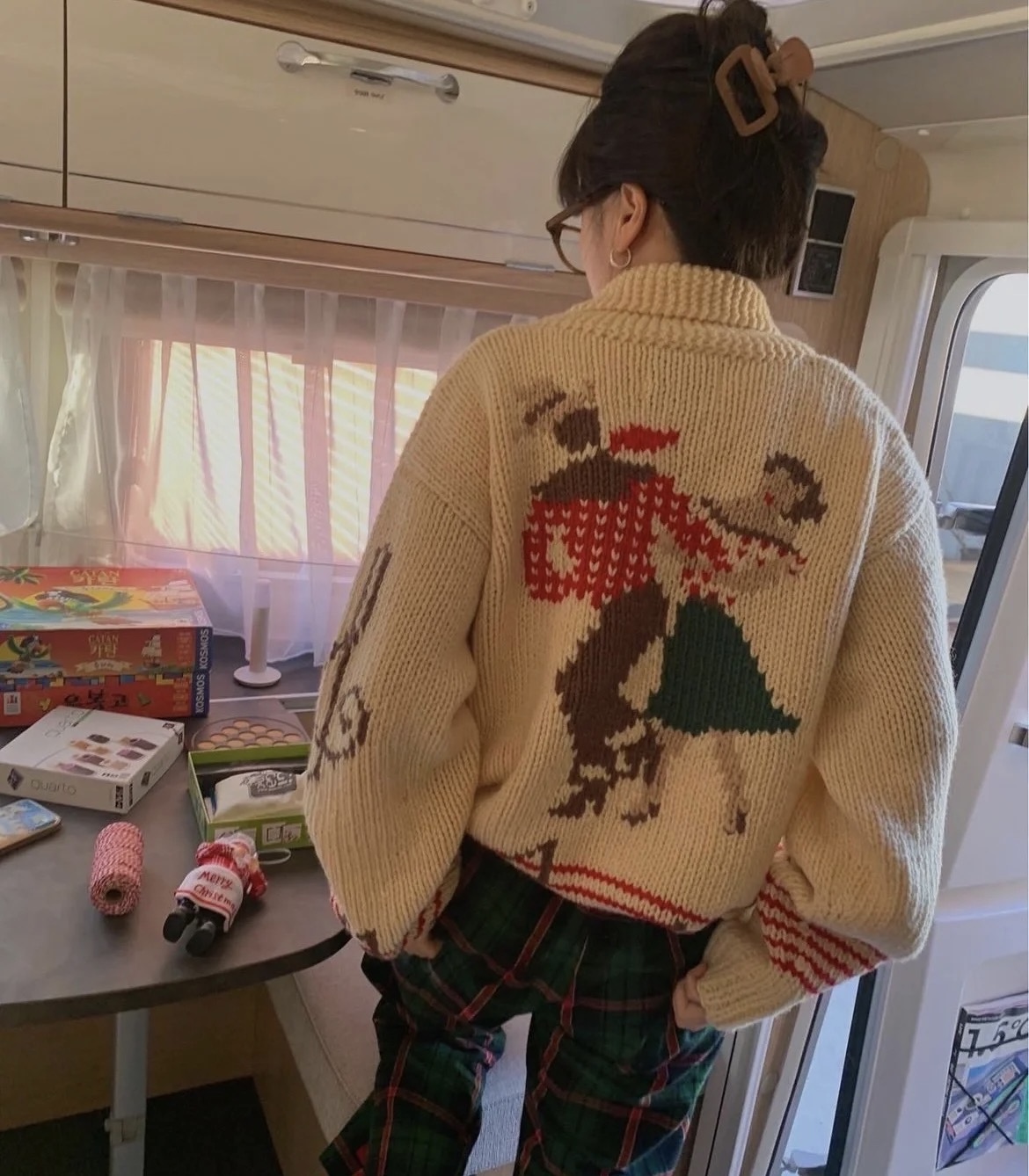 复古韩版重工洋气chic毛衣外套25年秋冬新款针织粗针跳舞女孩