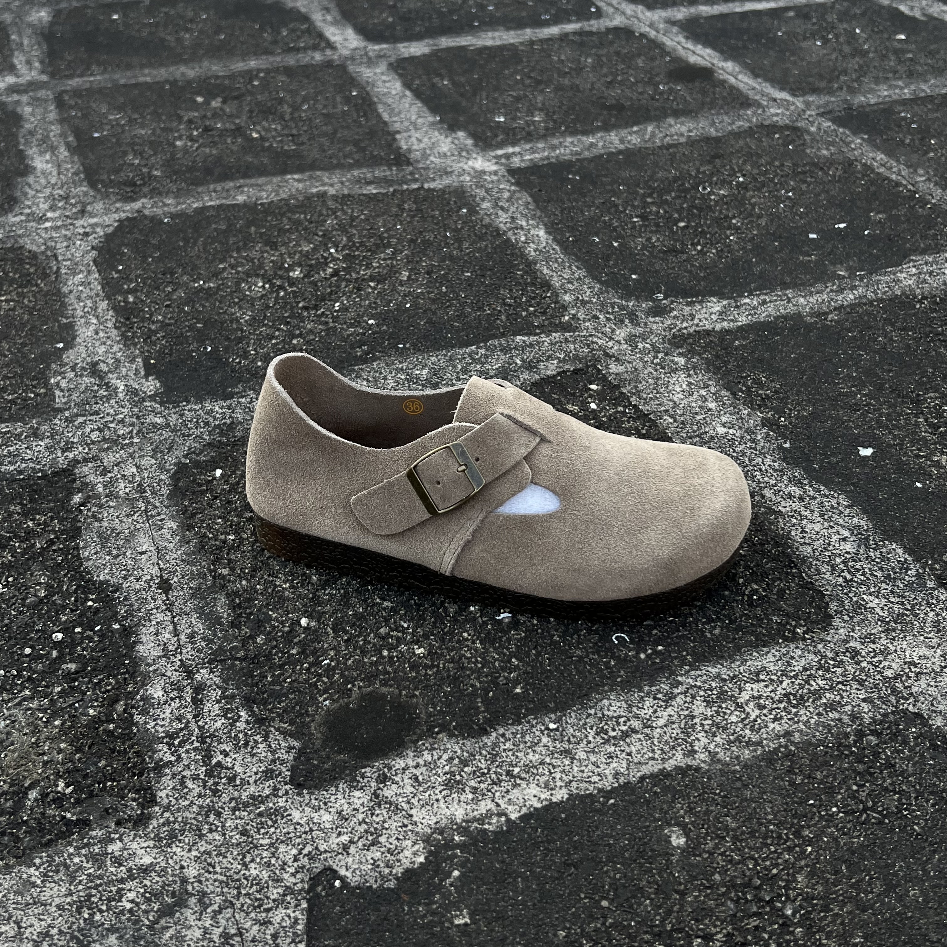 厚底勃肯鞋公主风纯色女轻职风学院风包头拖夏季软底牛皮666-1