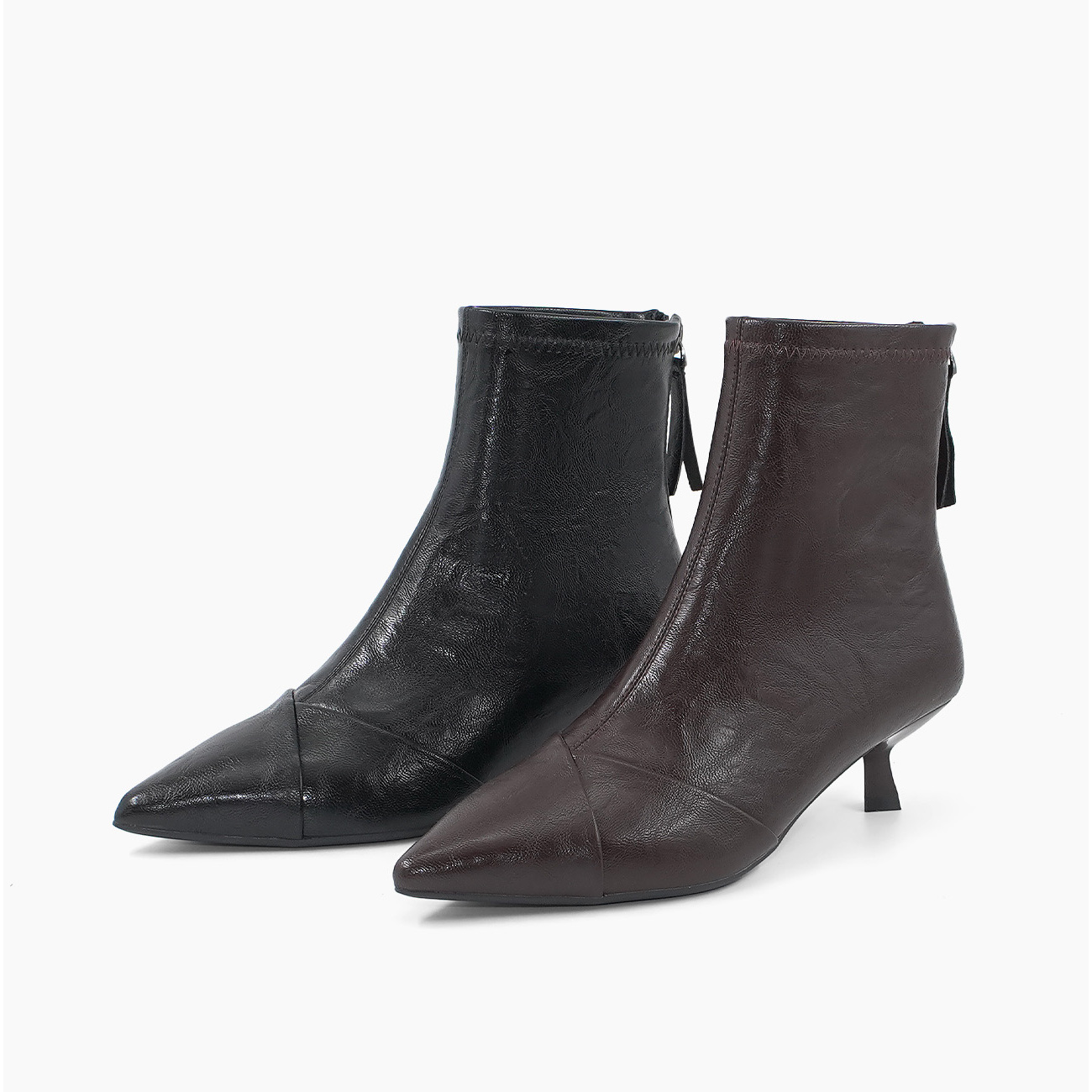 杜米亚2025秋季新款尖头细跟纹理短靴鞋-D786206-1