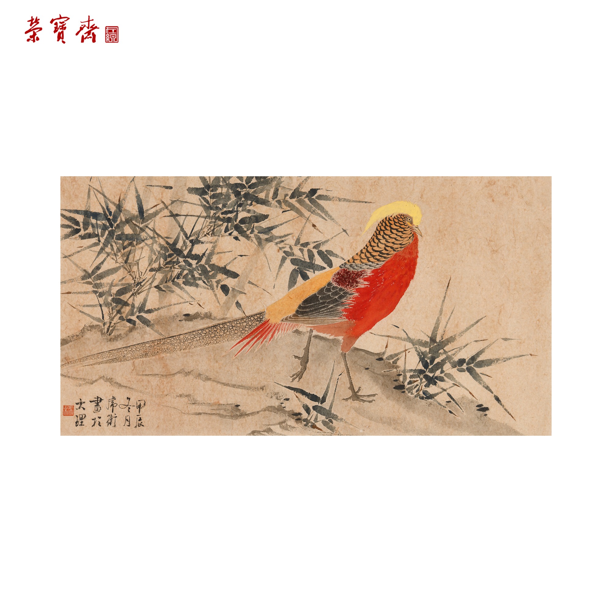 -4（g91933）《前程似锦（锦鸡）》书画 纸本 46*87.5cm