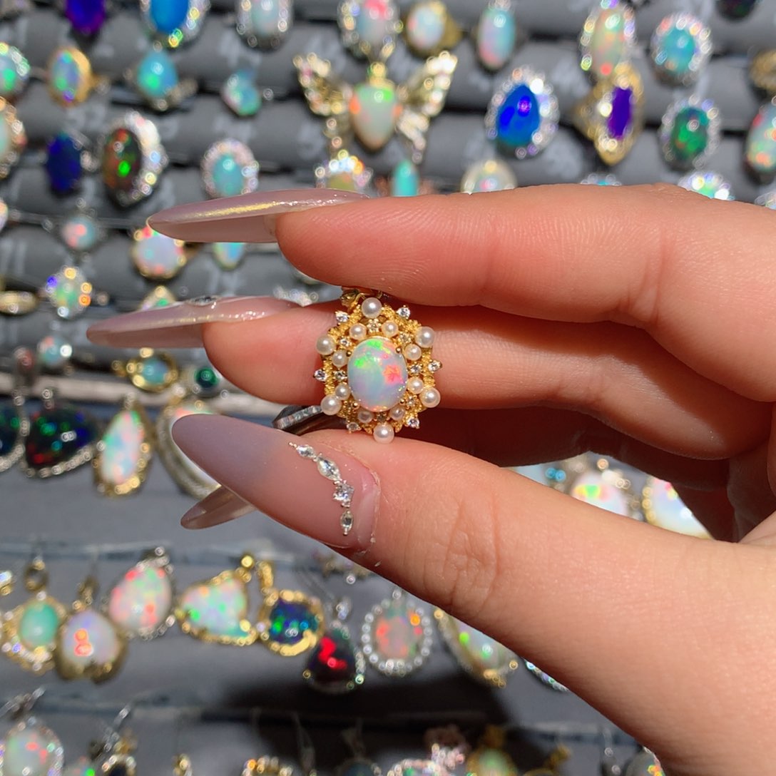 欧泊t欧泊戒指银S925镶嵌