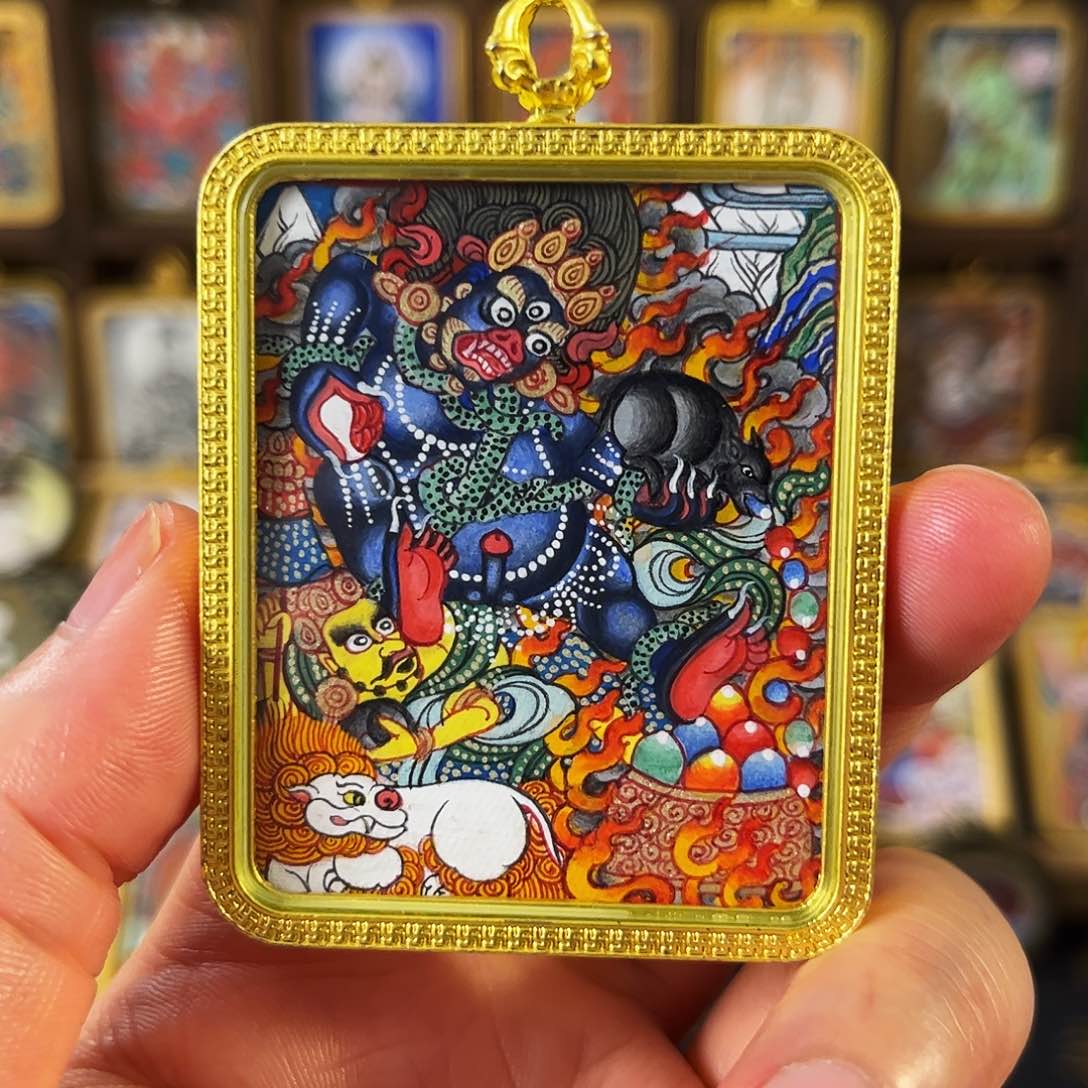 吊坠青海热贡手绘黑姥爷