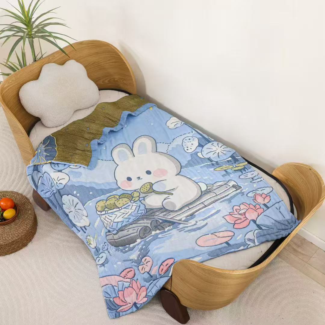 【莲蓬兔】120*150cm纯棉多层加厚泡芙被