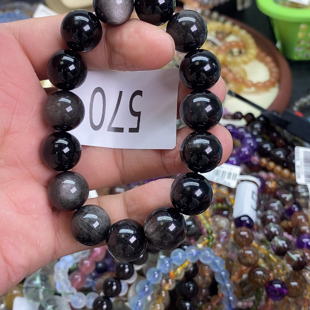 黑曜岩手链未镶嵌手链