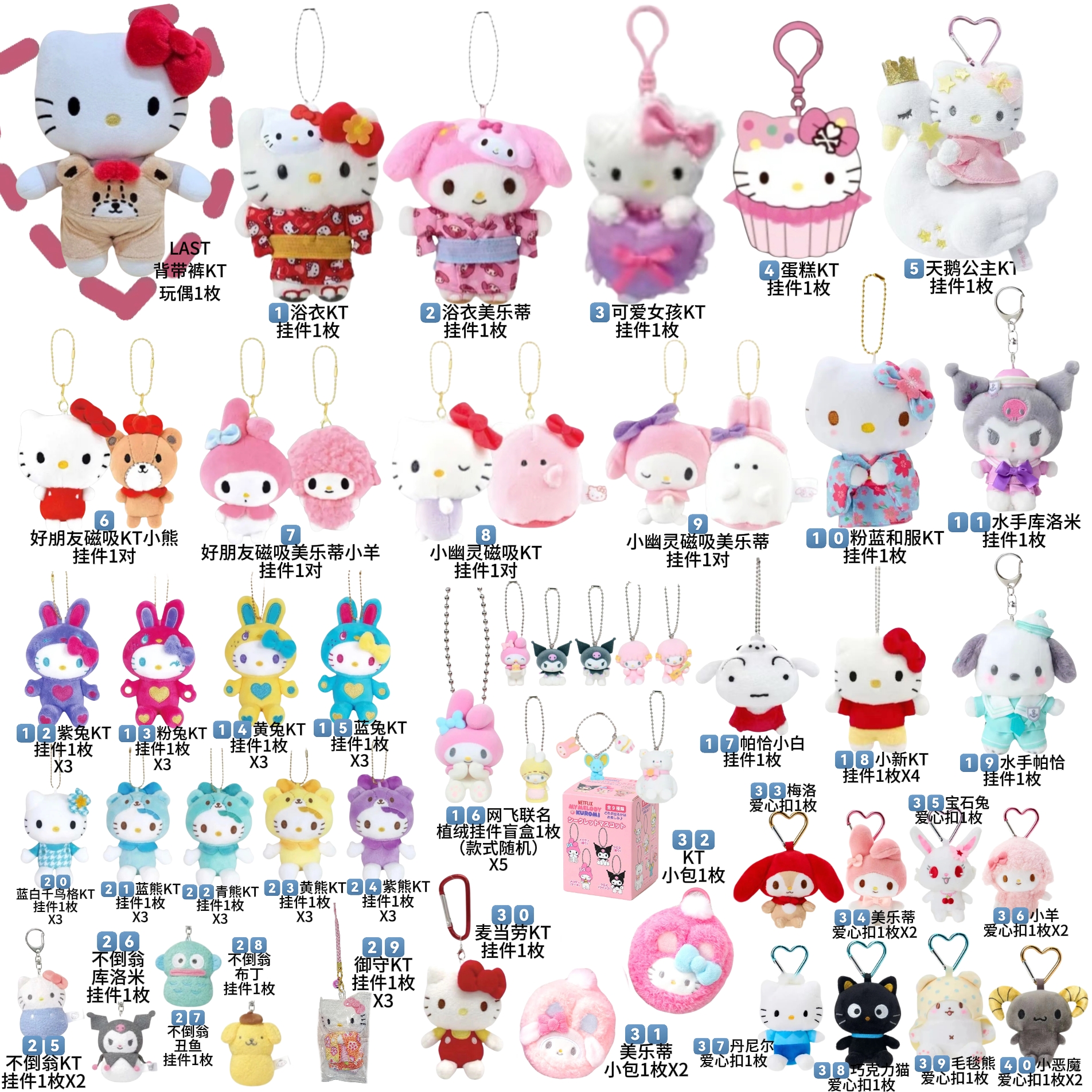 三丽鸥大乱斗 玩偶盲盒摆件 hellokitty库洛米美乐蒂玉桂帕恰丑鱼