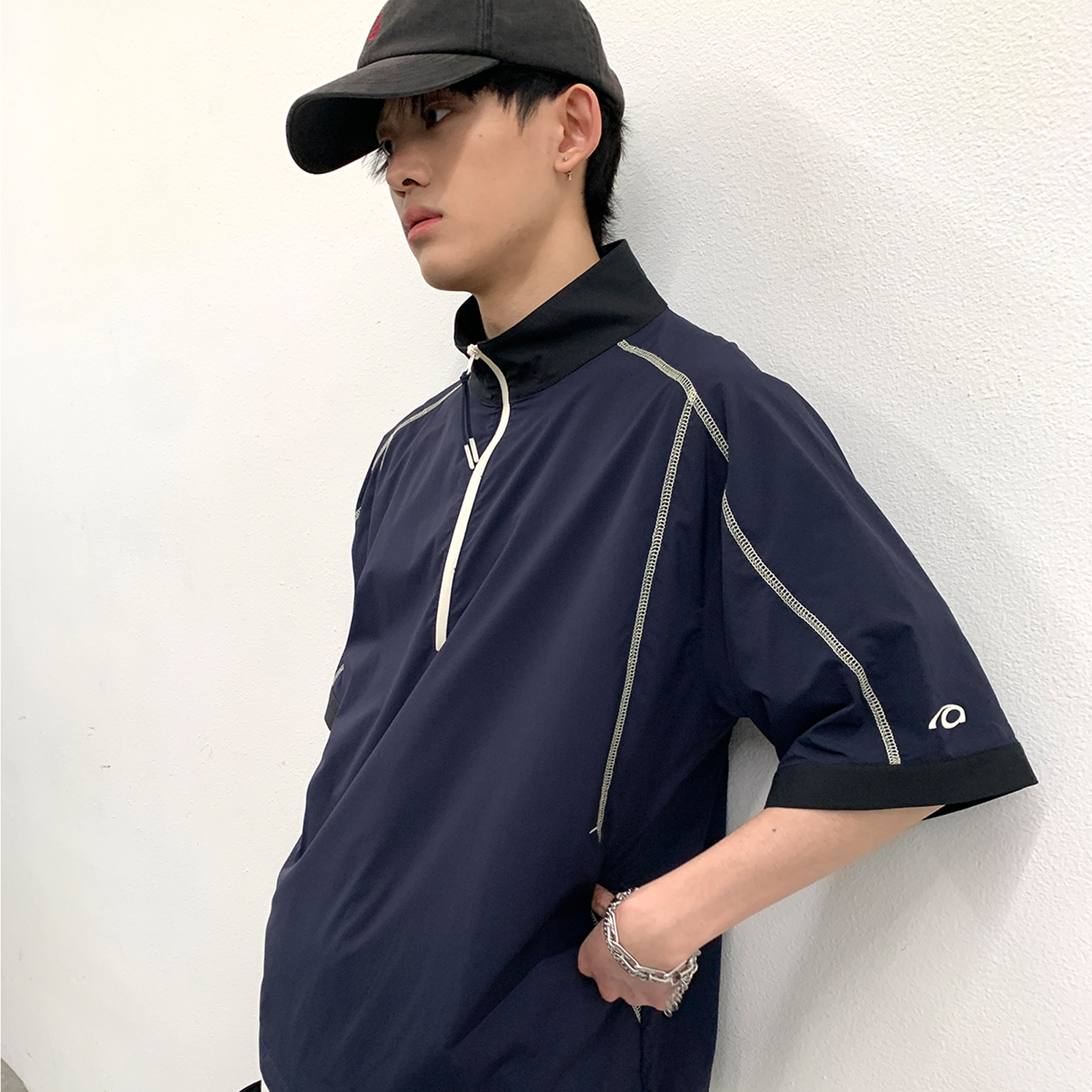 roaringwild a arch 咆哮野兽 深蓝色明线速干夏日短袖T恤