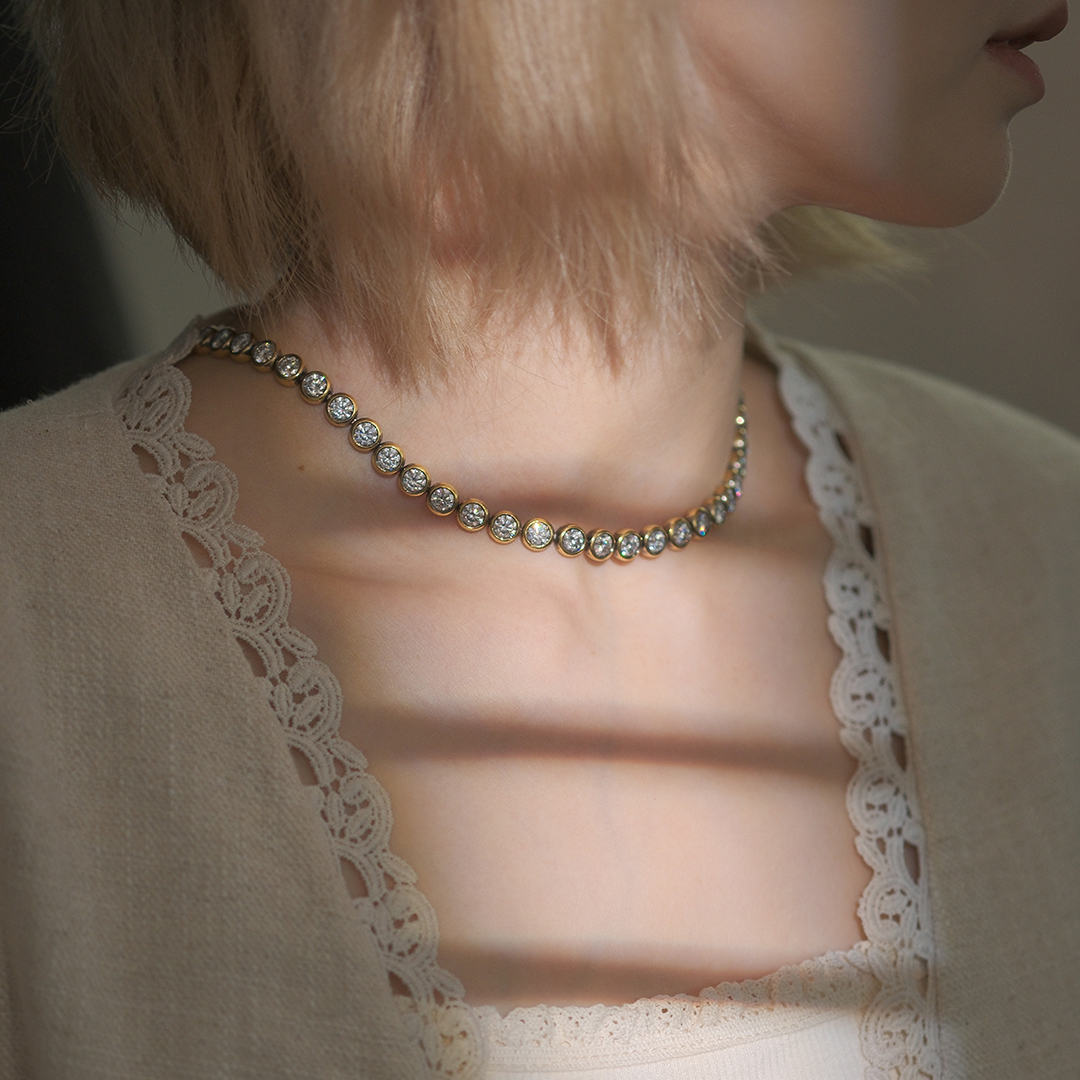 周帝王（定金）电黑金足金精致复古设计黄金百搭泡泡项链