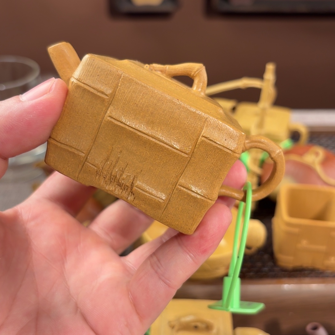 紫砂茶壶黄龙山黄段四方灵竹（大）