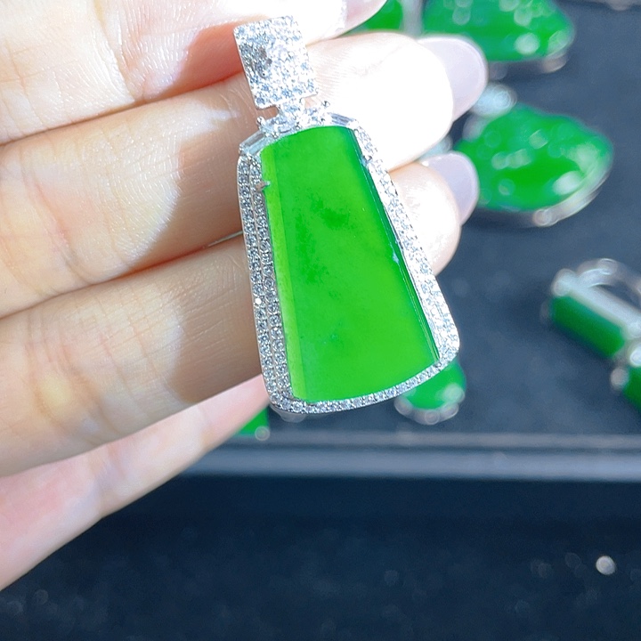 翡翠银S925镶嵌吊坠(不含链)