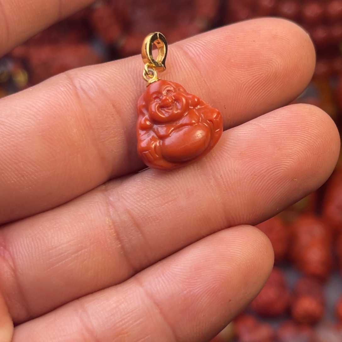 南红玛瑙瓦西精工笑佛吊坠未镶嵌