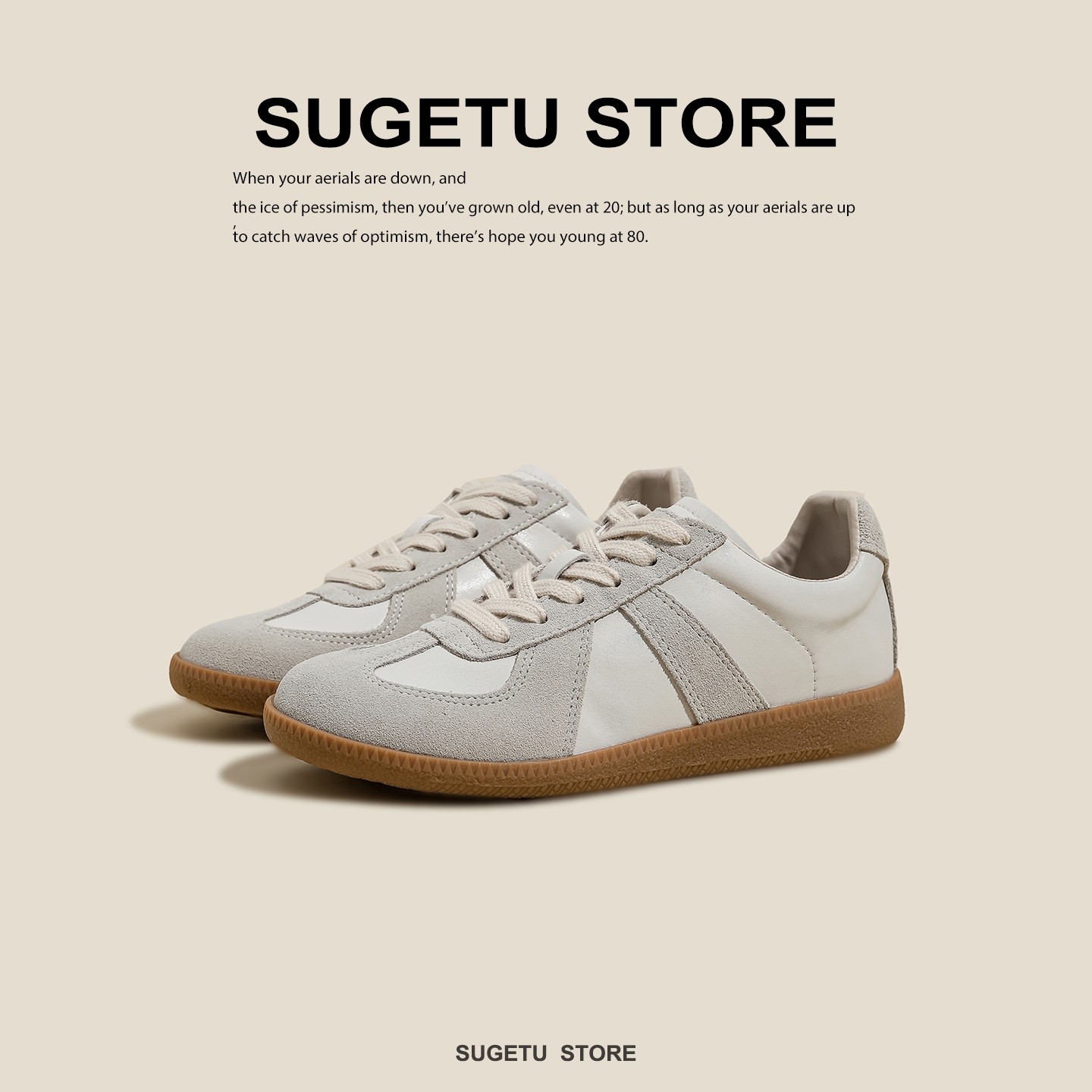 真皮德训鞋女春季平底百搭休闲运动板鞋美式复古经典厚底阿甘鞋女