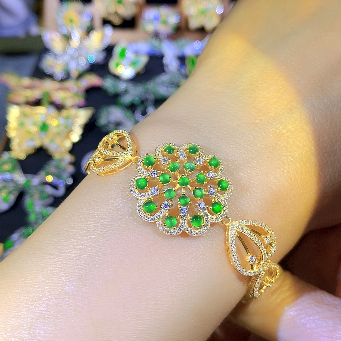 吊坠(不含链)银S925镶嵌翡翠