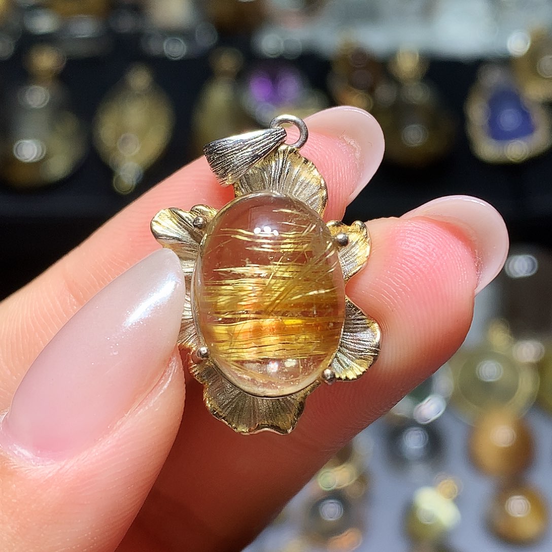 银S925镀金镶嵌水晶珠宝半成品