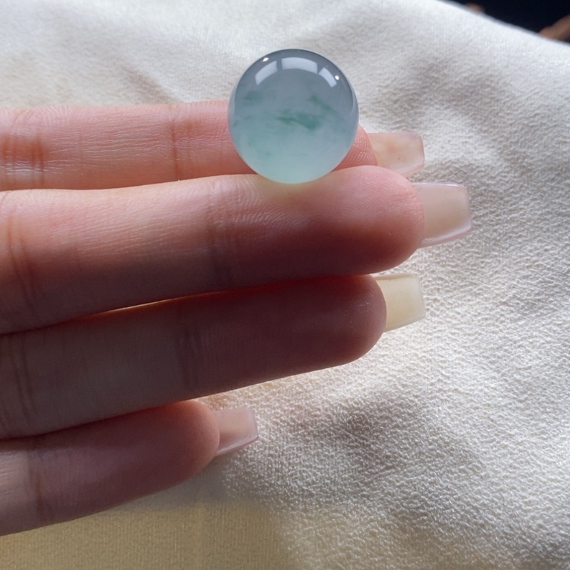 【闪购商品】翡翠颈饰未镶嵌冰蓝飘花大珠卡16.3