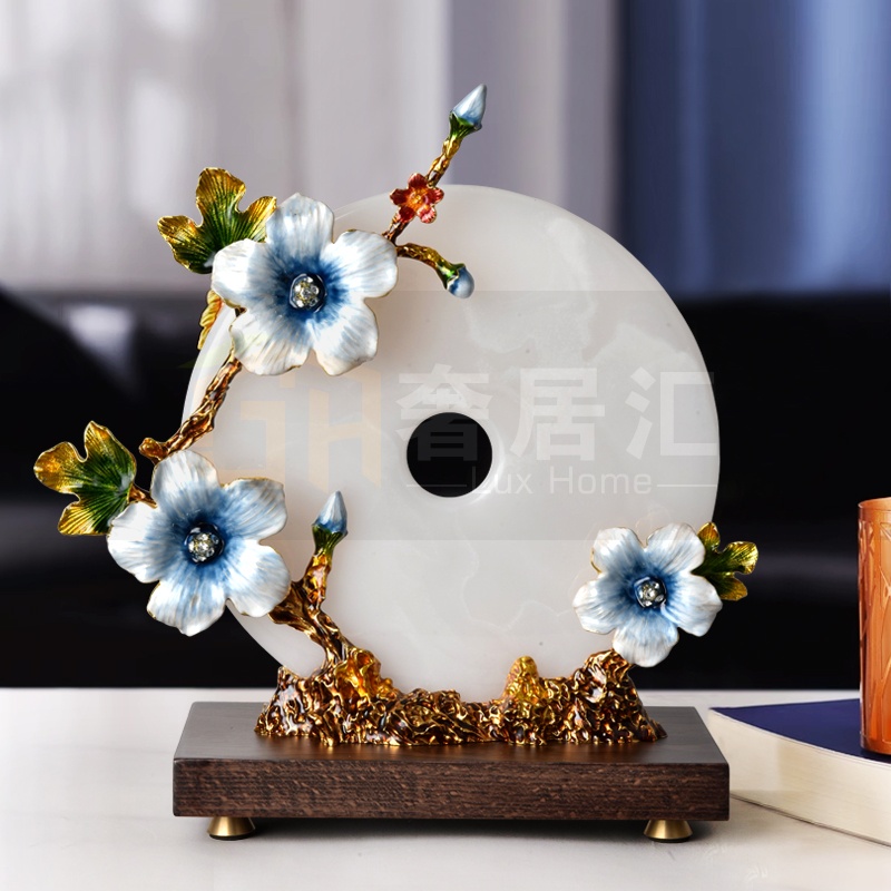 珐琅彩高端电视柜玄关桌面摆件现代家居饰品轻奢中式平安扣工艺品