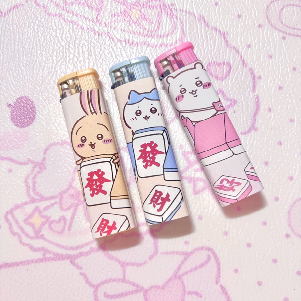 【宽支chiikawa直拍】一整套可爱打火机防风粉焰款