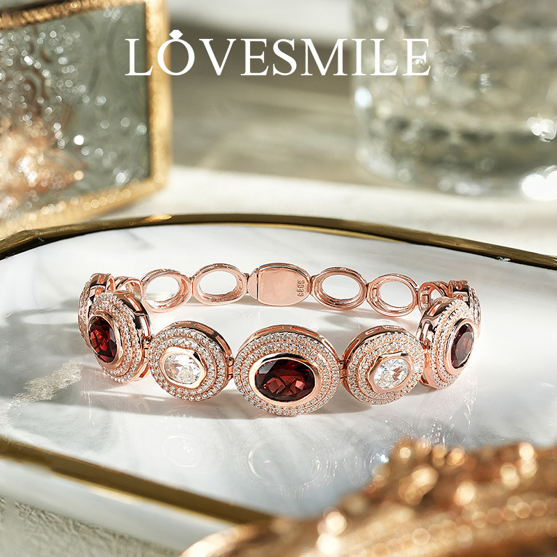 S925银石榴石手链大气时尚奢华精美