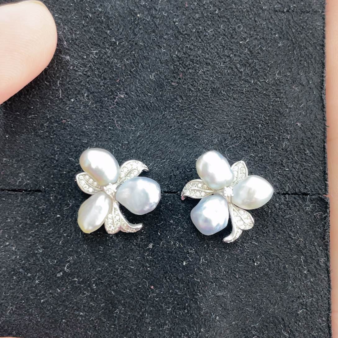 海水珍珠耳饰银S925镶嵌S****爸