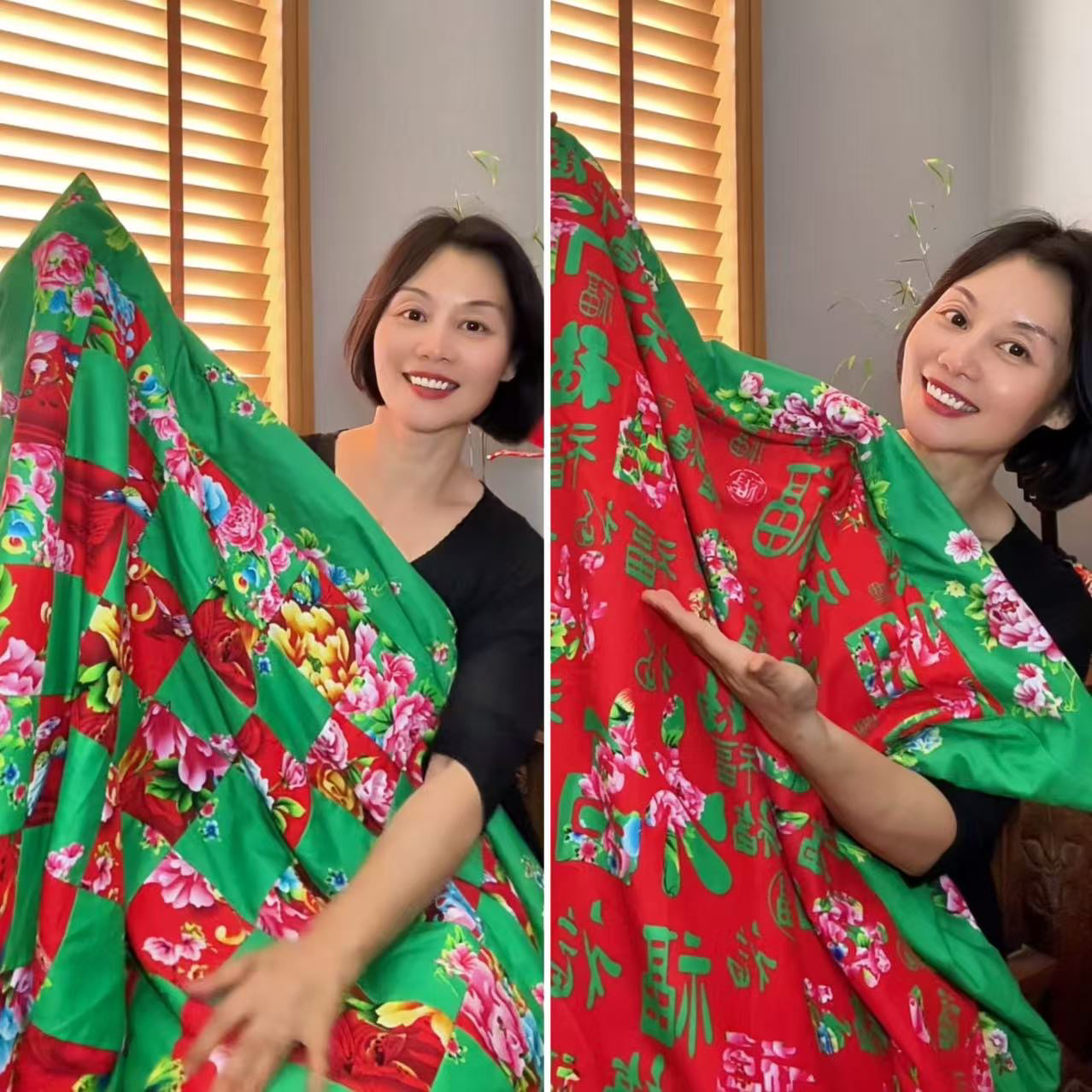 【童年记忆百家被】贡缎新疆长绒棉非遗手作拼接双面纳福被