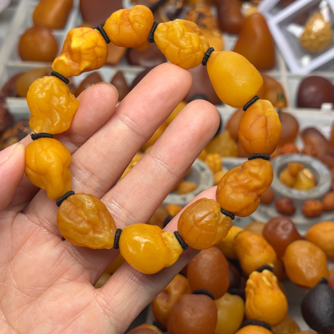 琥珀裸石未镶嵌天然蜜蜡手串