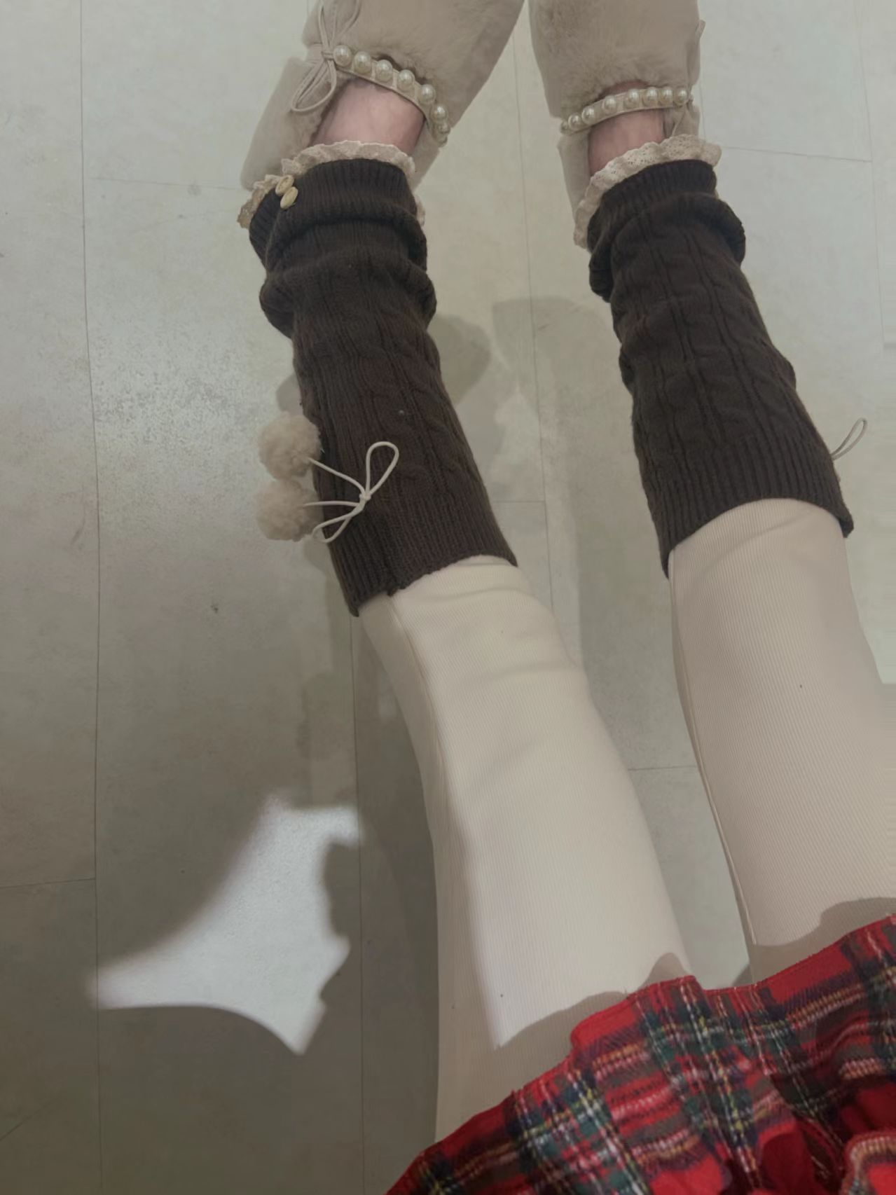 秋冬新款袜套针织堆堆袜小腿腿套加绒打底裤