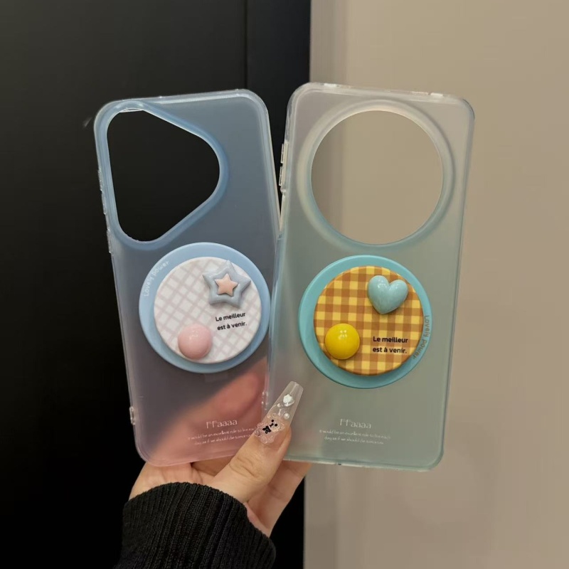 适用华为mate70pro手机壳苹果16pro韩系可爱半透蓝粉色渐变mate60