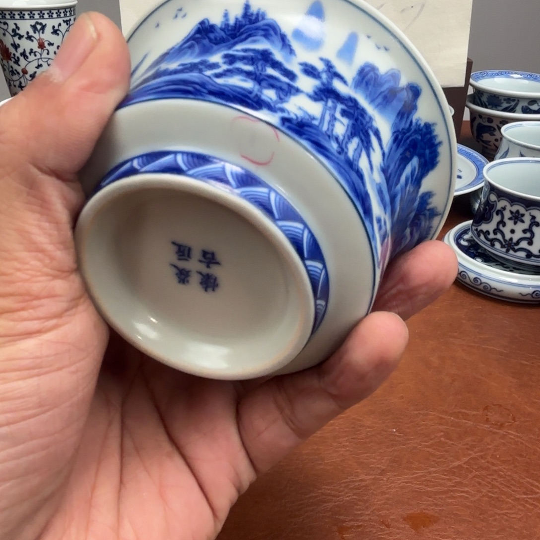 摆件陶微瑕山水盖碗景德镇发货
