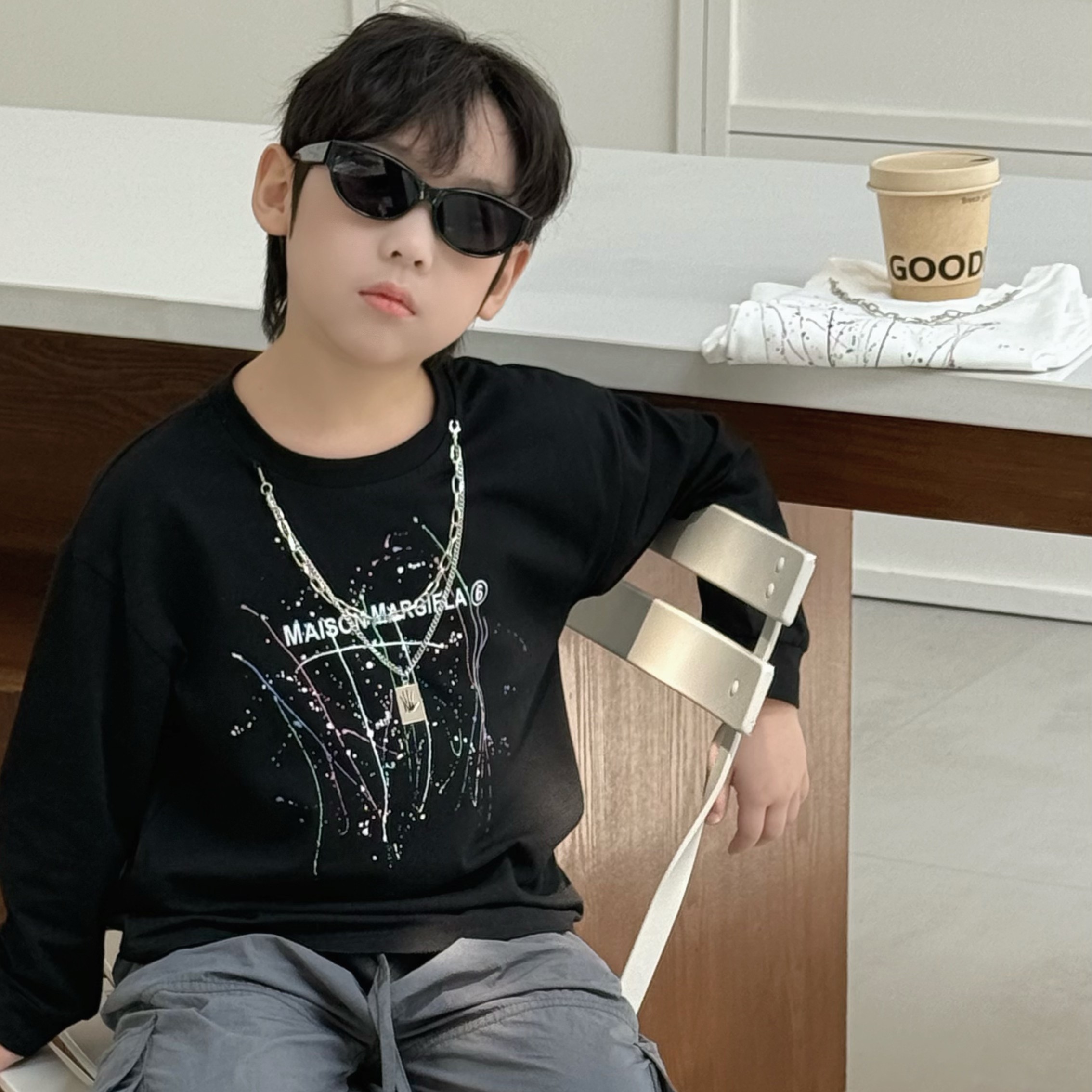 男童长袖t2025春秋款儿童纯棉上衣2025新款中小童打底衫内搭-1211