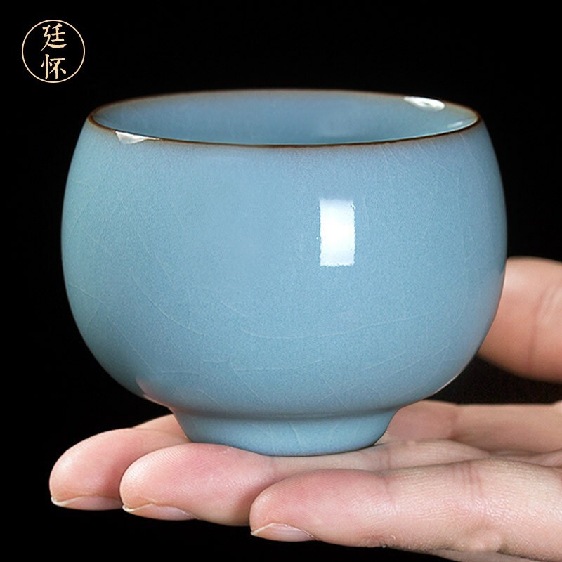 廷怀窑李廷怀茶杯主人杯汝州汝瓷开片李廷怀手作汝窑罗汉杯