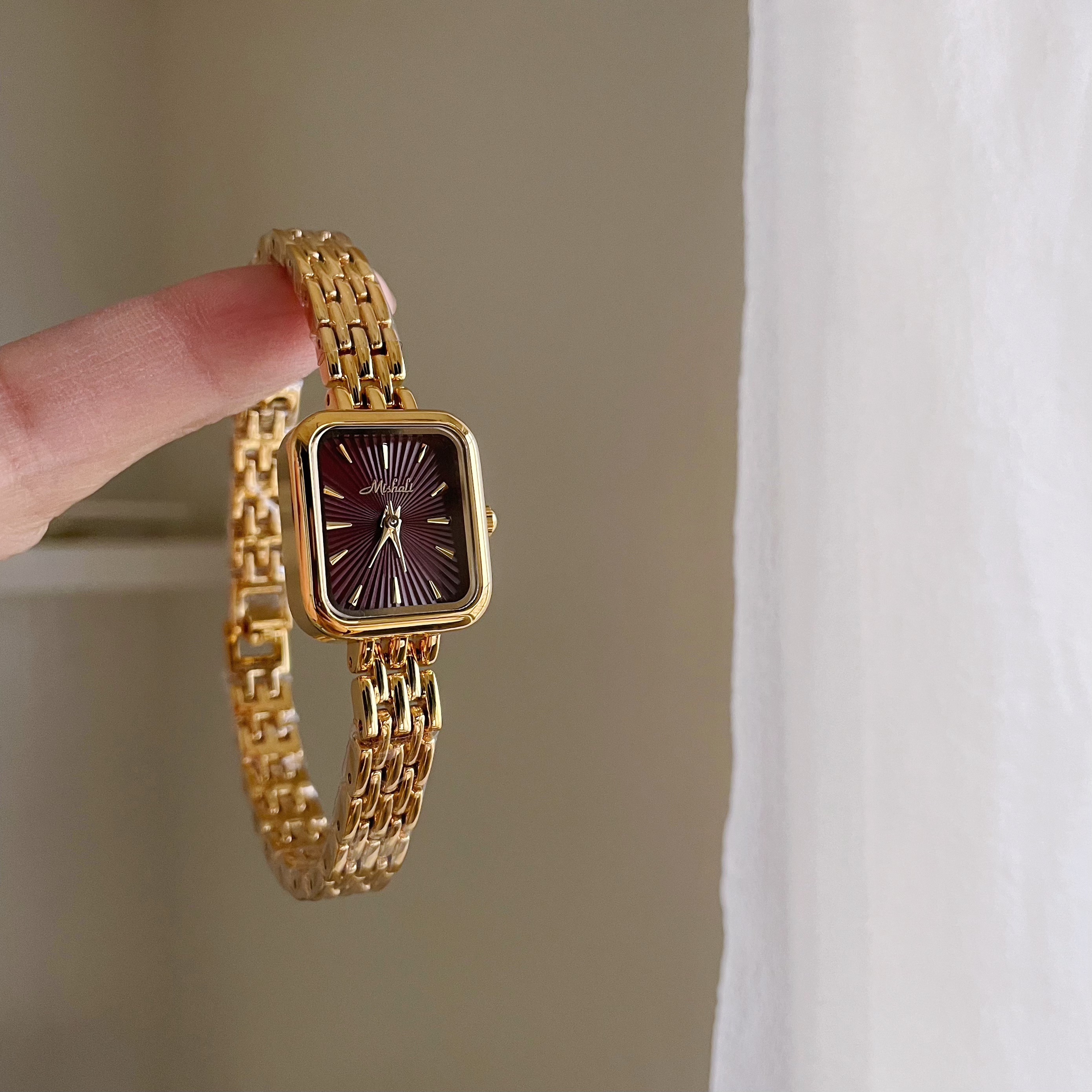 复古简约精致小表盘文艺气质高级小方表女款女式链条女表手表腕表