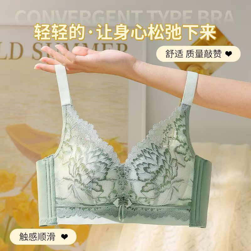 院线调整型温感养护显大聚拢轻薄透气孔舒适蕾丝无钢圈提拉文胸罩