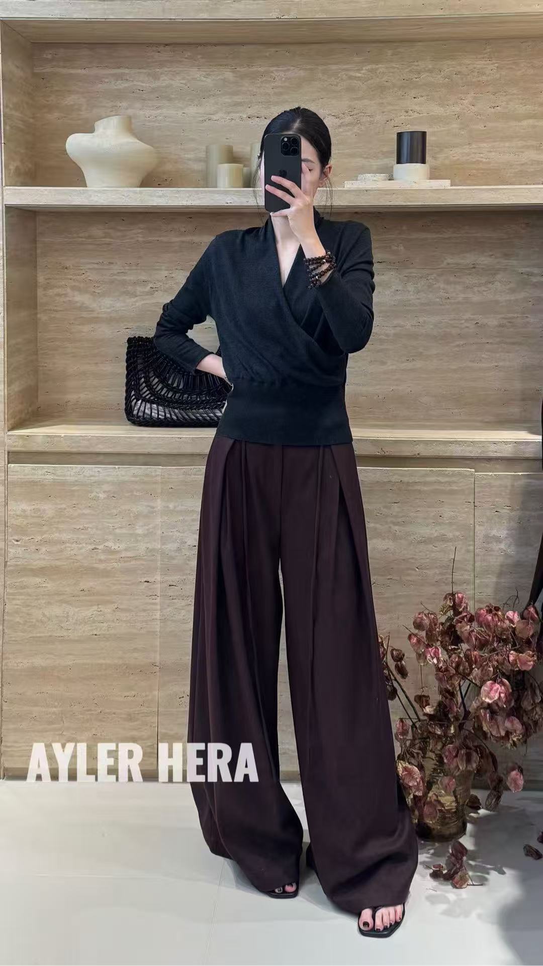 米古古 HERA# 8251-福 阔腿气质宽松垂感裤子（腰围68 裤长105）