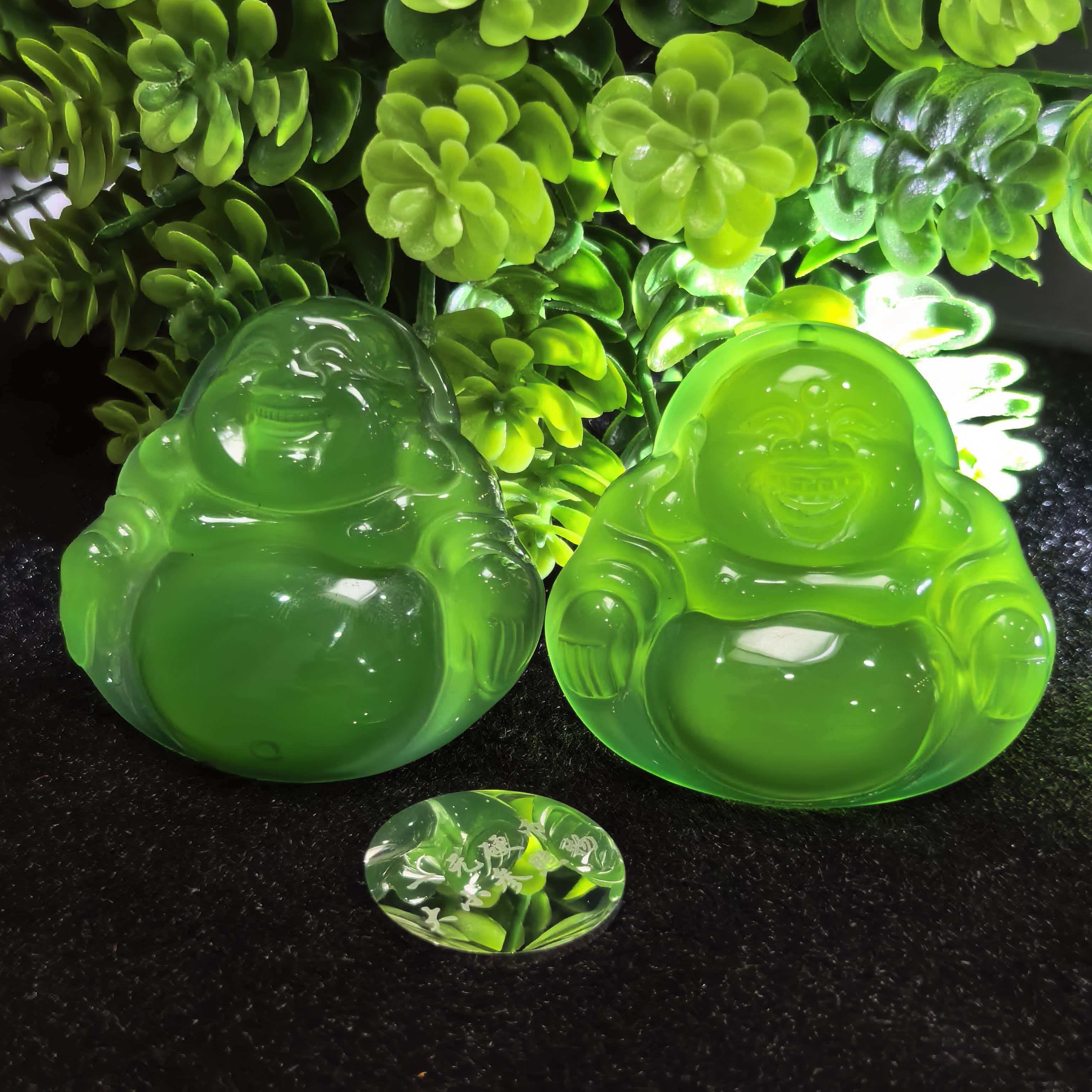 S7441【东齐珠宝】极光幽灵绿玛瑙绿佛公吊坠配珠链-多样性只发一件