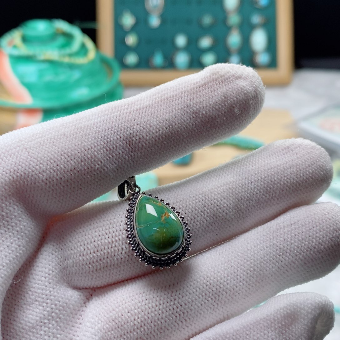 绿松石颈饰银S925镶嵌