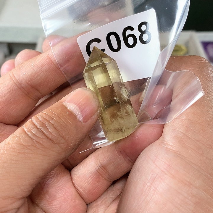 黄晶天然水晶柱子C068未镶嵌ゐ****e