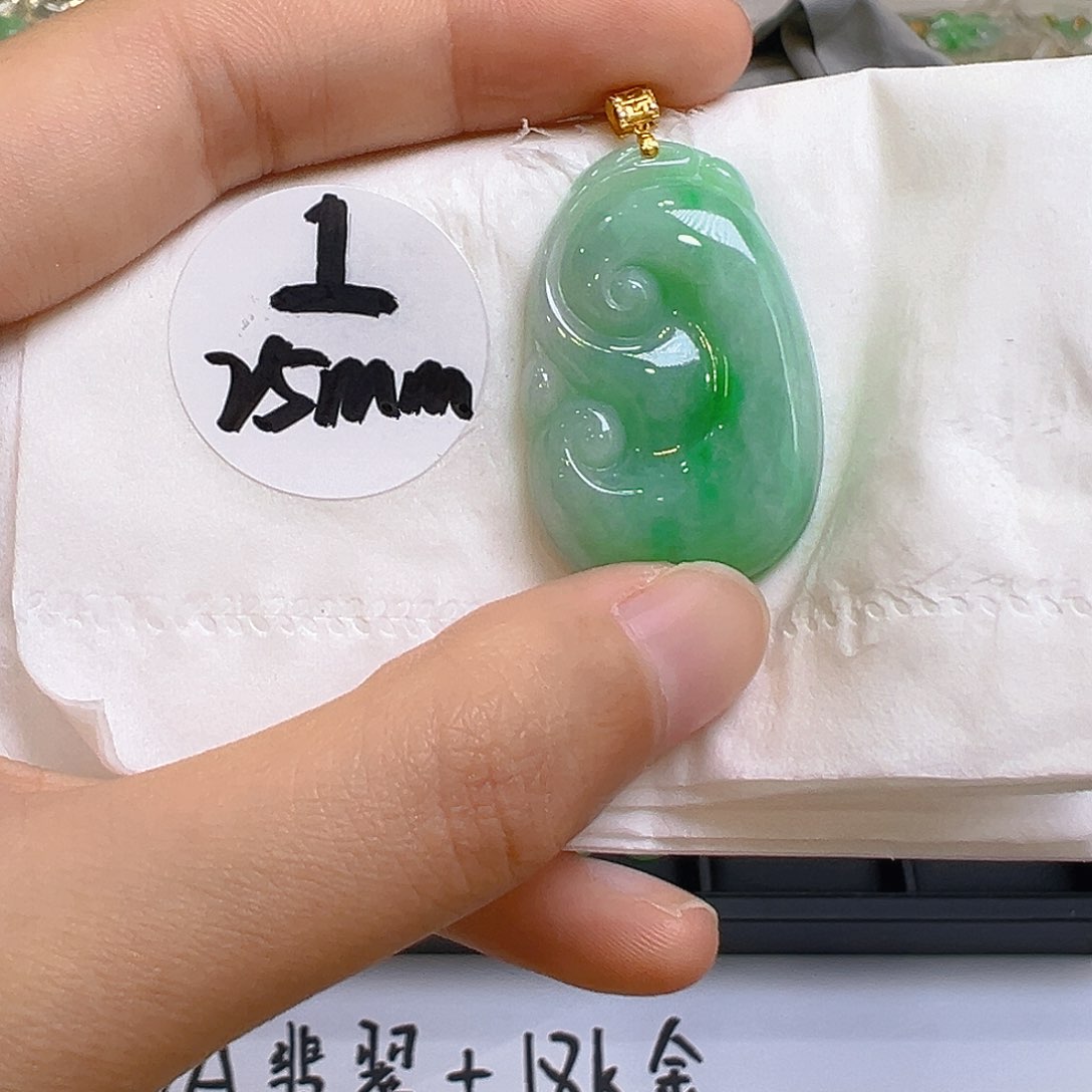 翡翠18K金镶嵌吊坠(不含链)翡翠