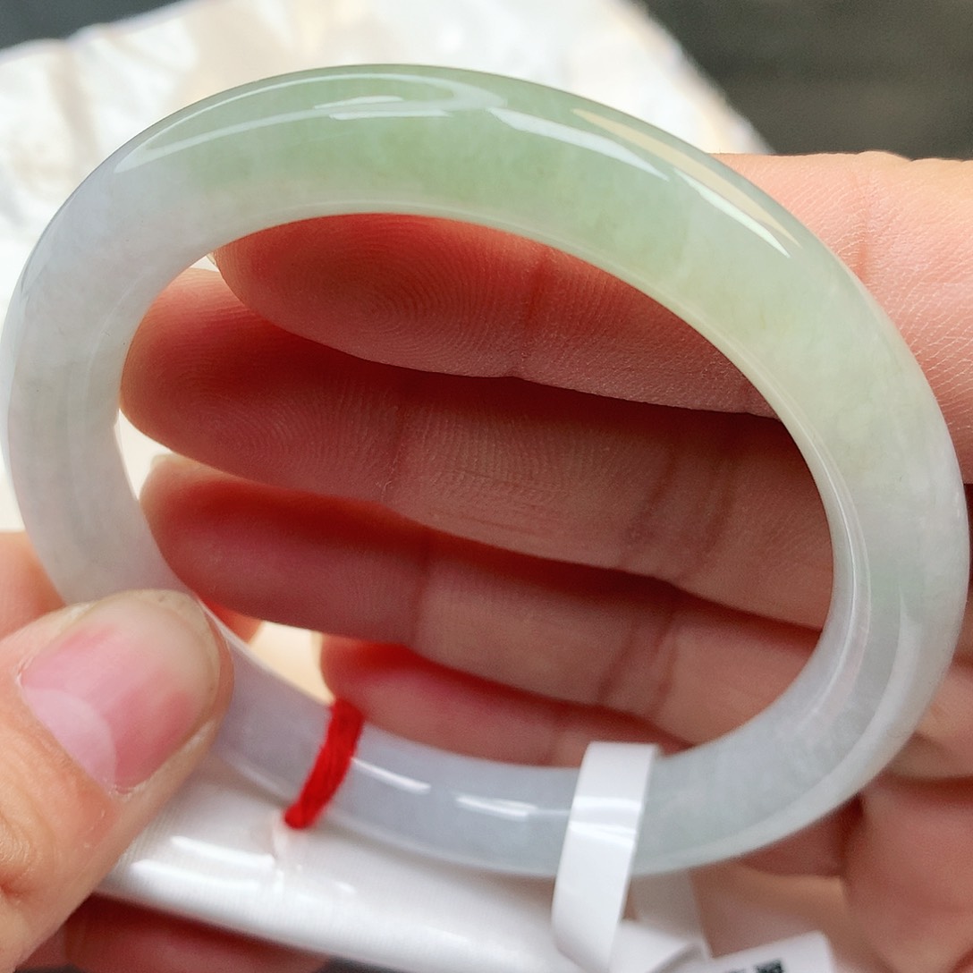 未镶嵌手镯翡翠纯天然A货半山水圆条165号