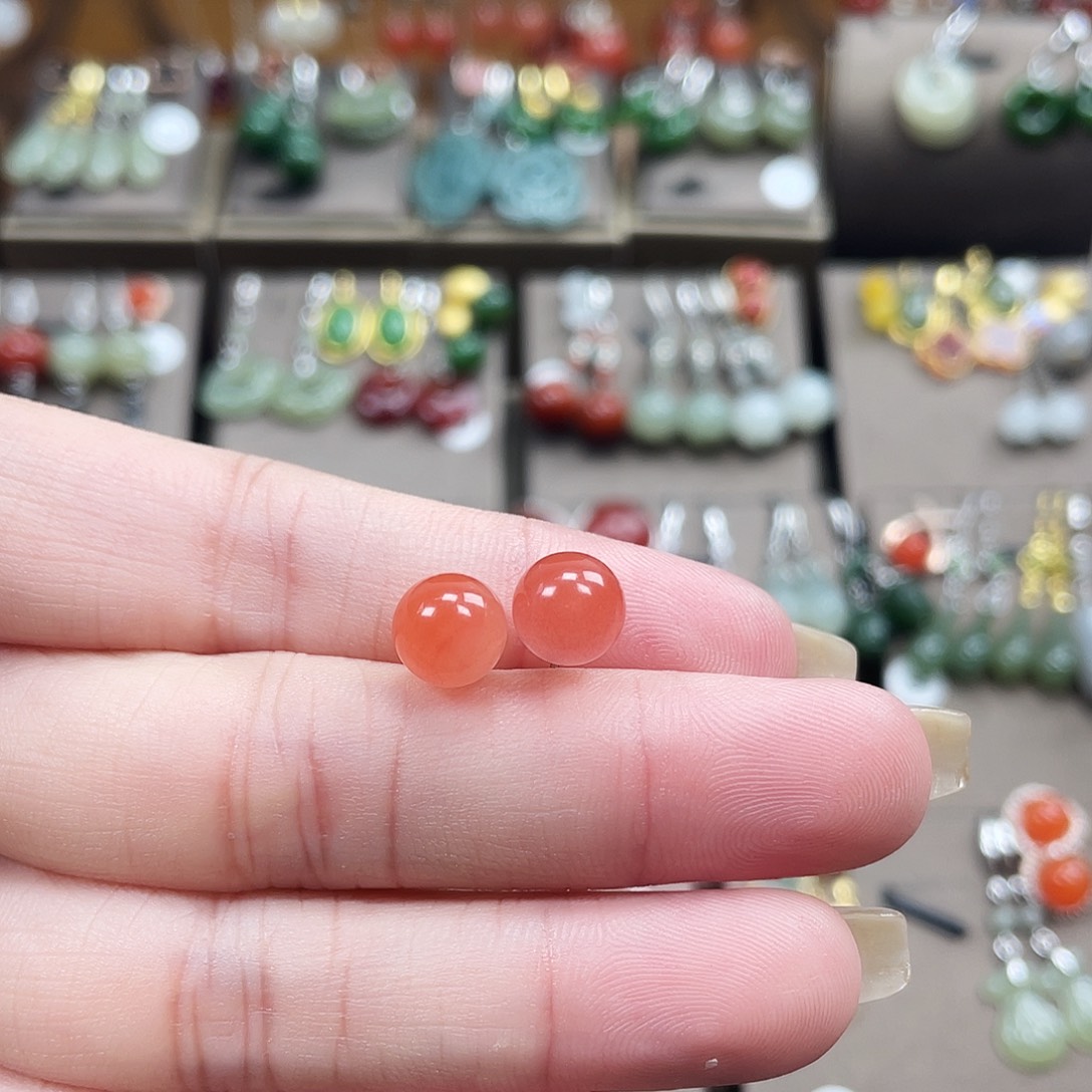 玛瑙/玉髓银S925镶嵌耳钉卡8