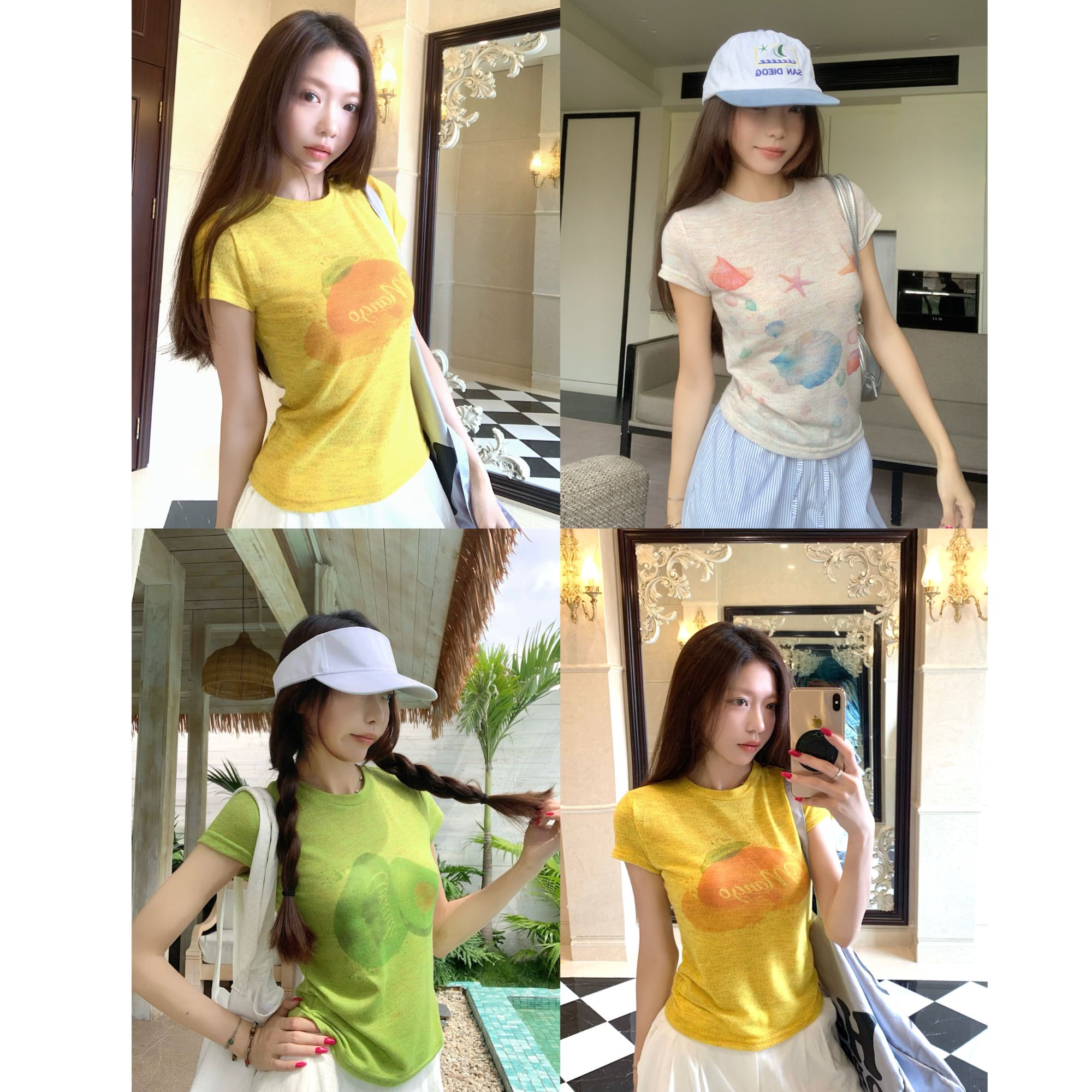 绝美T恤彩色印花上衣女2025夏新款百搭显瘦上衣A3699