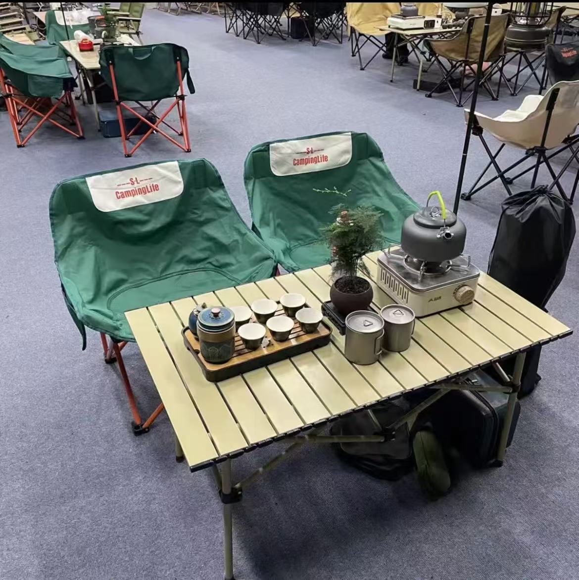 【DZG】户外月亮椅桌子套装折叠椅套装靠背椅套装露营休闲椅