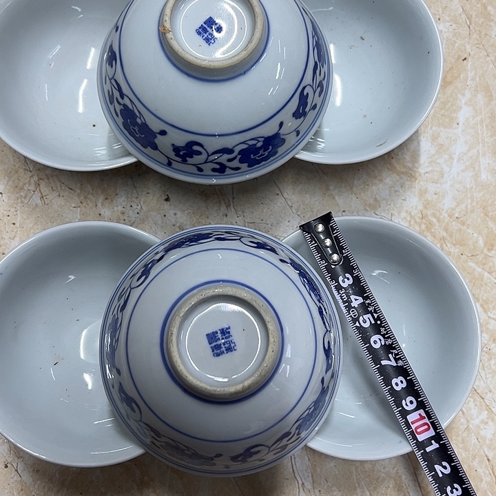 陶摆件6个10.5厘米芙蓉花碗