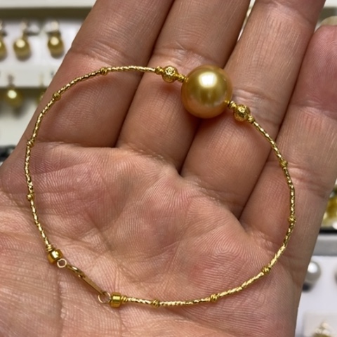 18K金镶嵌海水珍珠金珍珠手镯