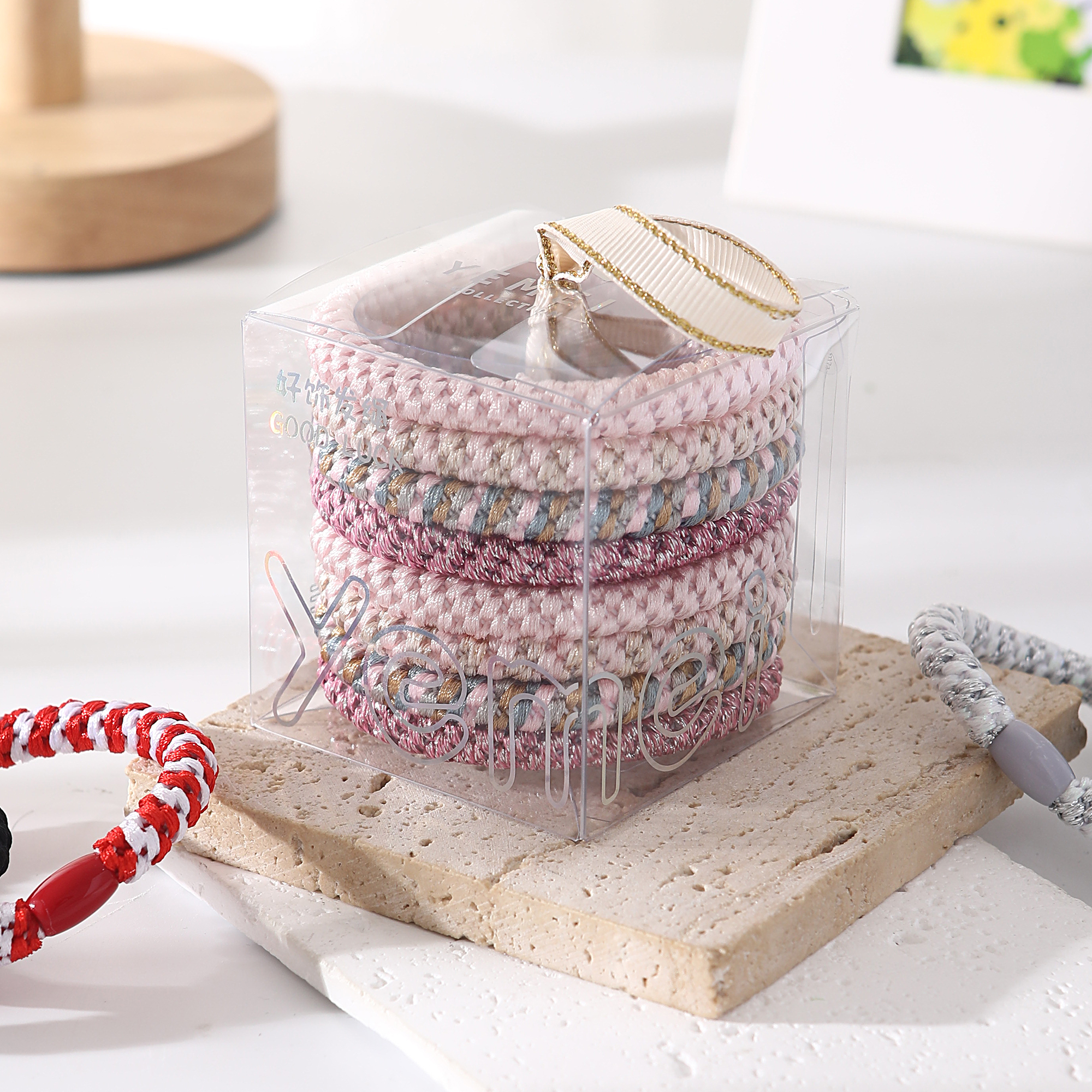 【AG-16002】8根发绳粉雾辫语 粉色系成人编织发绳发饰配饰发圈发绳