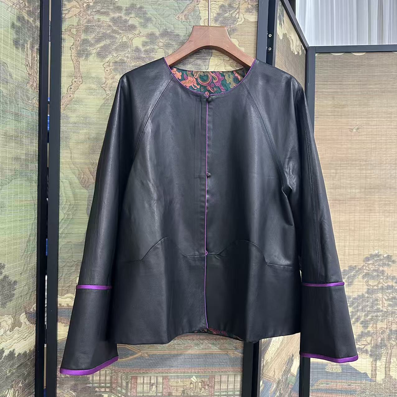 【黄心儿专属】真皮香云纱外套