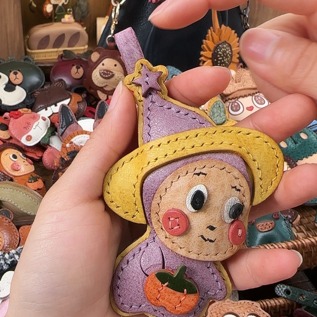 便携款牛皮万能环皮绳 雾蜡紫星星人