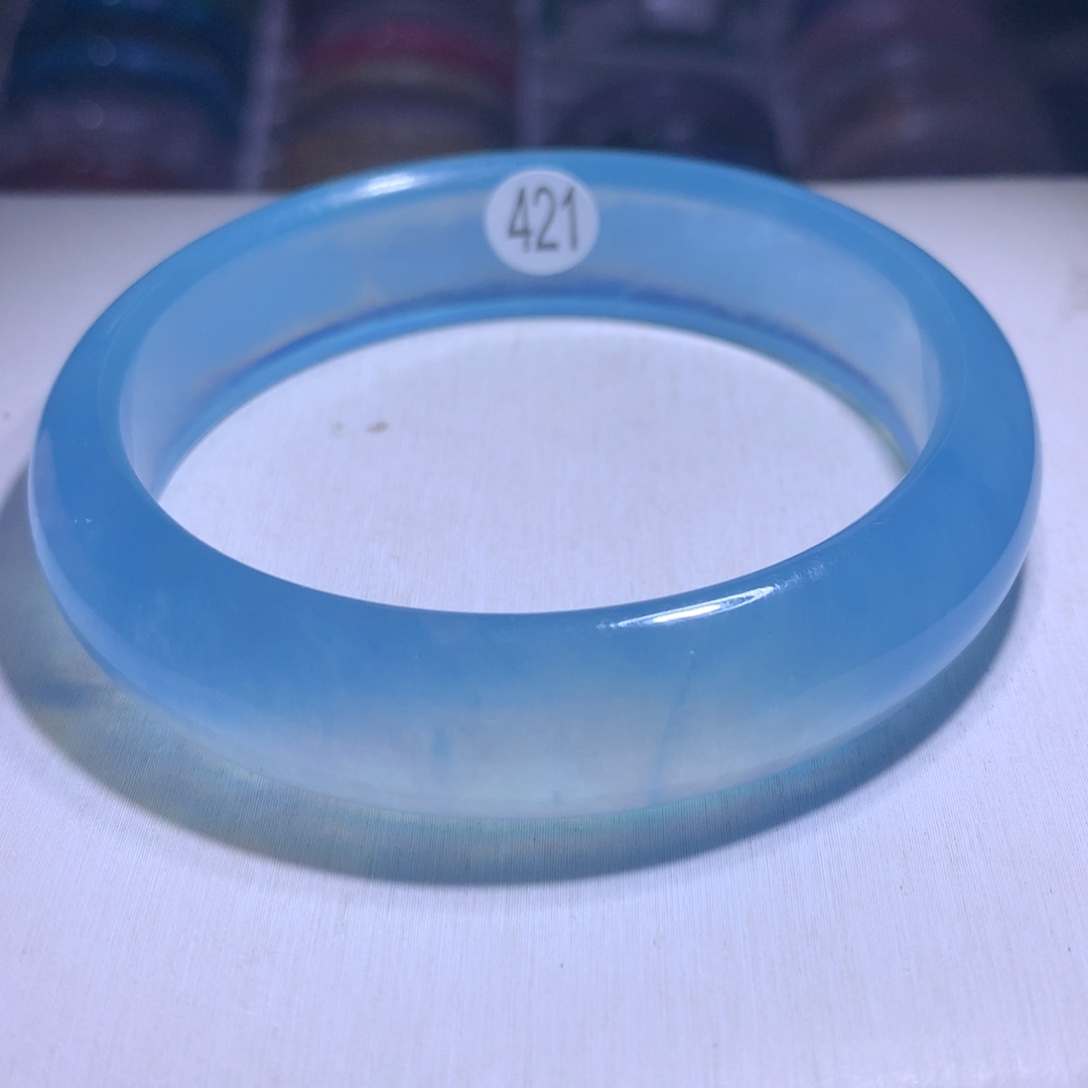 手镯水晶银S925镶嵌海蓝宝圣蓝60.3圈421