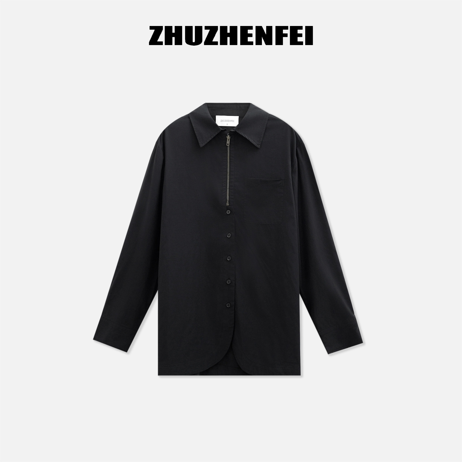 ZHUZHENFEI【时光印记】长袖衬衣时尚休闲百搭简约宽松衬衫Z353067